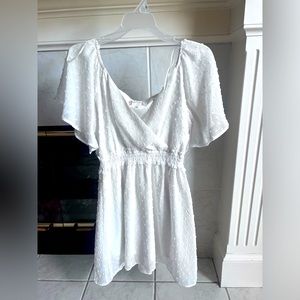 White Textured Mini Dress